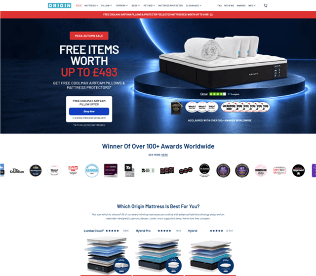 A UK Storefront for a Global Mattress Brand — the delivered interface