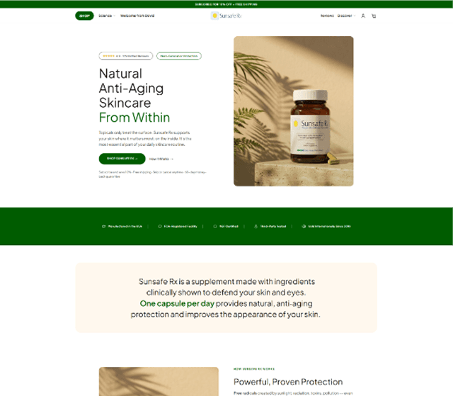 A Custom Shopify Theme for a Single-Product Skin Supplement — the delivered interface