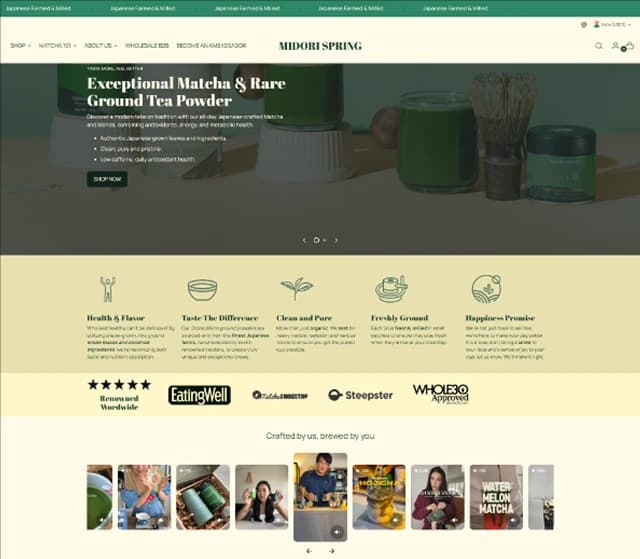 A Shopify Store and Knowledge Base for a Japanese Matcha Brand — the delivered interface