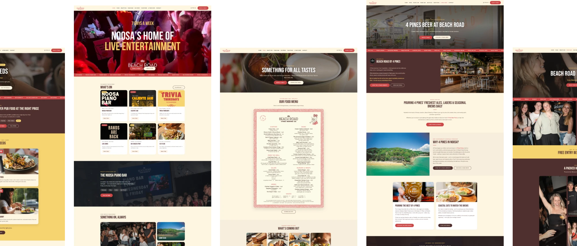 A Modern WordPress Redesign for Beach Road Noosa — the delivered pages: home, collection, product detail, brand story and footer