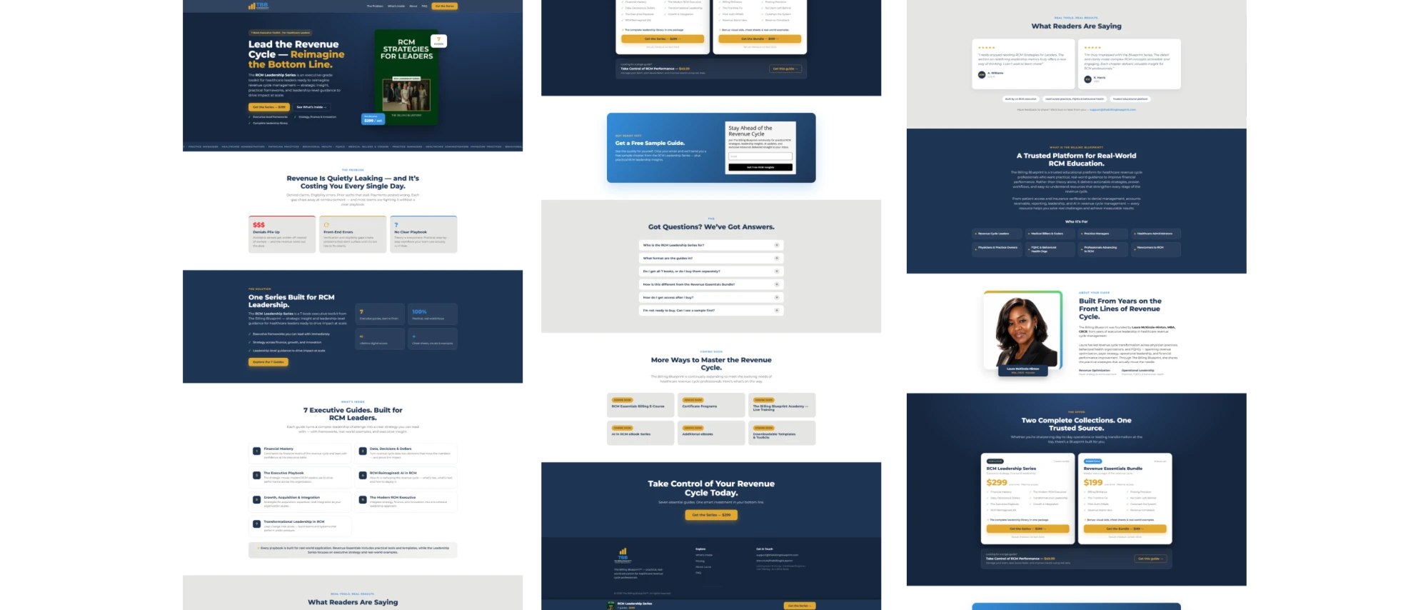 A Single-Page WordPress Launch for a Healthcare eBook Series — the delivered pages: home, collection, product detail, brand story and footer