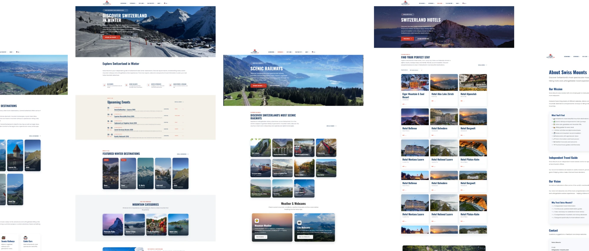 An Independent Swiss Travel Guide Built on Divi 5 — the delivered pages: home, collection, product detail, brand story and footer